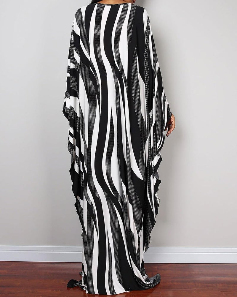 Bsubseach Women Ethnic Print Kaftan Beach Dress Plus Size Swimsuit Cover Up - Image 4